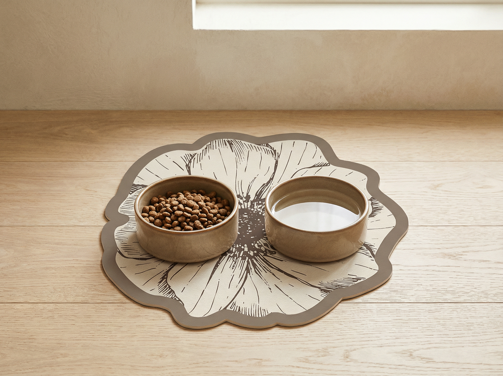 flower shaped waterproof dog bowl mat