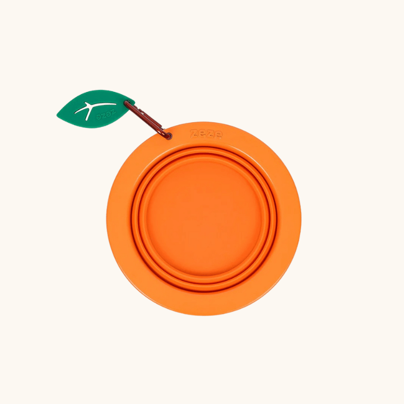 portable pet bowl orange design outdoor use