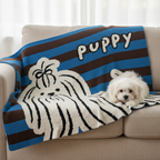 Puppy Striped Throw Blanket