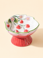 wild strawberry tall ceramic pet bowl
