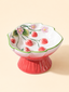 wild strawberry tall ceramic pet bowl