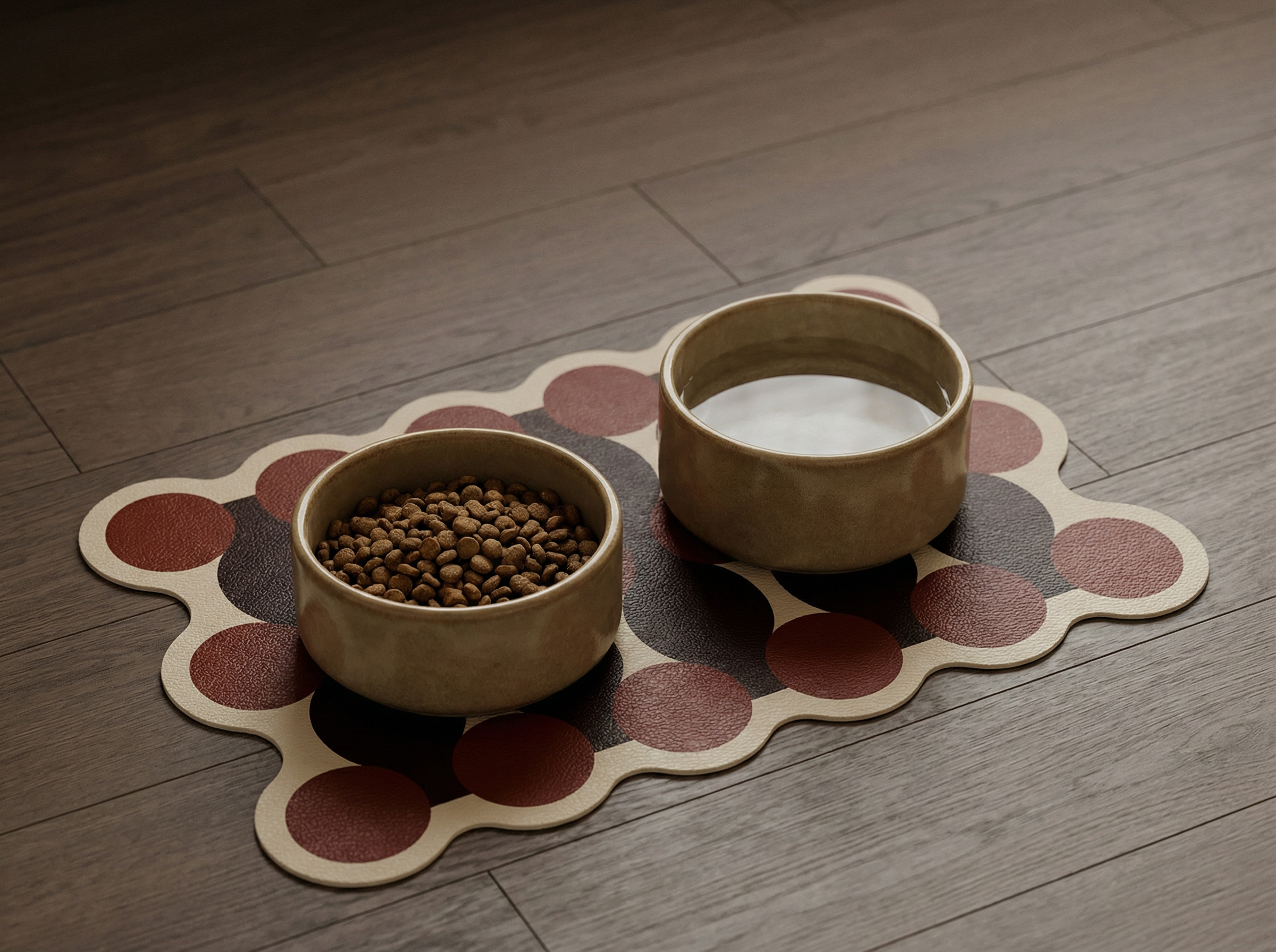 vintage style waterproof dog bowl mat Main image